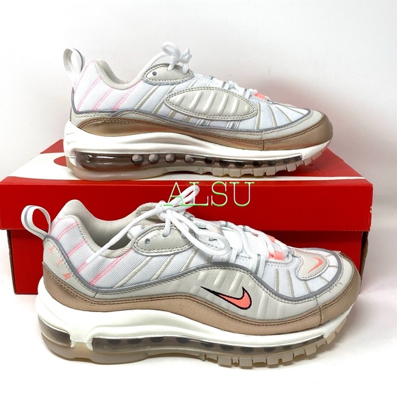 🎄SANTA’S DEAL 🎄 Nike Air Max 98 White Tan Women’s Sneakers Size 9.5 CI9907 100 - Picture 3 of 13